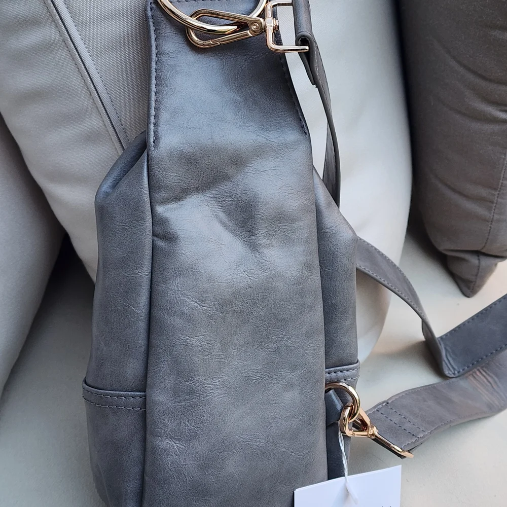Pretty Simple Women's Waverly Gray Woven Vegan Leather Sling Crossbody Bag - Picture 7 of 8